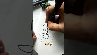 Aradhya name signature ideas #yt #ytshorts #ytstudio  #calligraphy #artist #shorts #short