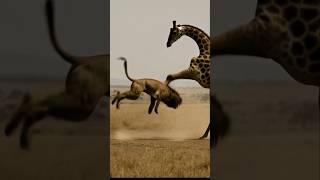 Giraffe’s Brutal Barrage: Lion Tumbling Through Air #Giraffe #Lion #animals #Wildlife
