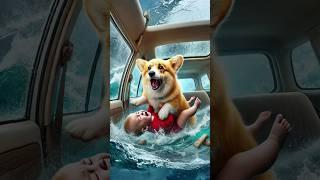 Corgi saves the Family Underwater #cutedog #savefamily #storyshorts