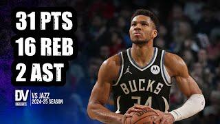 Giannis Antetokounmpo vs Jazz 31 pts 16 reb 2 ast | Nov 07, 2024 | Regular Season