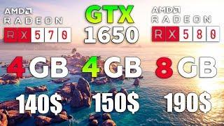 GTX 1650 vs RX 570 vs RX 580 Test in 8 Games