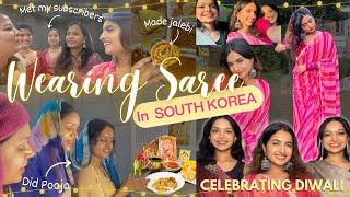 Wearing Saree in Korea for Diwali | Diwali Celebrations in South Korea | Indian in Korea