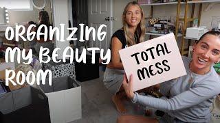 BEAUTY ROOM VLOG: declutter & organize with me, makeup favorites, and a surprise!!