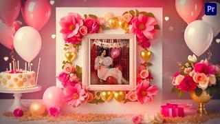 Glamorous Luxury Roses and Gold Hearts Birthday Intro Premier Pro Template