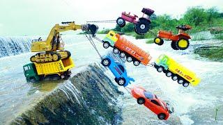 Accident Dumper Tipper Swaraj HMT Tractor SuperCar Pulling Out JCB Truck ? New Cartoon video CS Toy