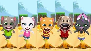 Talking Tom Gold Run - All Characters Banana Slips Funny Fails & Falls Moments