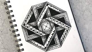 Hexagon Abstract Mandala Art | 3D Mandala Art For Beginners with Step-by-Step Tutorial