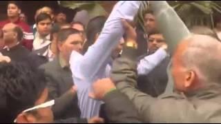 Karamchari speaking in support of JNU students silenced forcefully.
