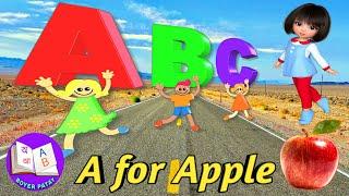 A For Apple,B For Ball, ABCD Alphabet For Children.