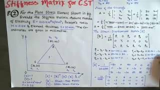 Two Dimensional CST Element Problem| Stiffness matrix for CST in Finite Element Analysis| FEM