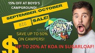 KEY WEST RV RENTALS SEPTEMBER AND OCTOBER SUPER SALE!