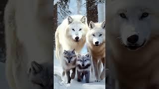 Wolf Family  on a Mountain Slope ️ #wildlife #animals #nature