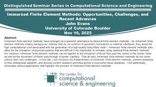 Distinguished Seminar in Computational Science and Engineering: John Evans, 11/16/23