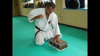 Hands conditioning on concrete block