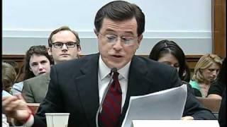 Colbert stays in character at congressional hearing