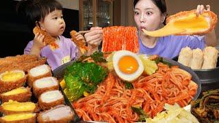 망향 비빔국수  치즈 돈까스와 새우튀김까지 야무지게 Cheese Pork Cutlet Spicy Bibim Noodles & Shrimp Mukbang ASMR Ssoyoung