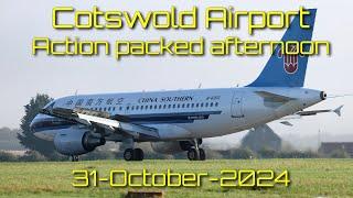 Action-Packed afternoon at Cotswold Airport, with 3 Airbus A319s arriving and more 31-Oct-24