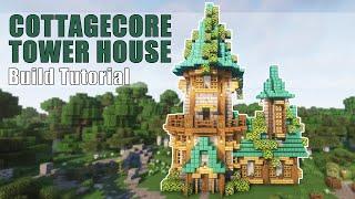 Minecraft Tower House | Cottagecore Fantasy Tower Build Tutorial