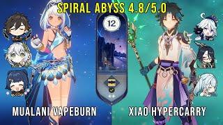 C0 Mualani Vapeburn and C0 Xiao Hypercarry | Genshin Impact Abyss 4.8 Floor 12 9 Stars