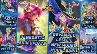 REVAMPED LESLEY SKIN LEGEND, BENEDETTA SKIN,EDITH EPIC, GORD & PHOVEUS STARLIGHT- MLBB UPCOMING SKIN