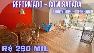 R$ 290 Mil - Apartamento Reformado a venda no Guarujá - 3 Dormitórios - Enseada