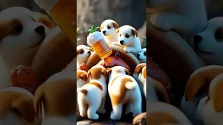 Crab's Secret Beer Party Gets Crashed by Puppies! #shorts #cuteanimals