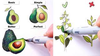 How to Draw - Easy Avocado Art & 3D Drawing Tips