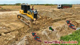 Wow!!!Landslide! SHANTUI Expert Shares TOP Bulldozer Secrets for Building Roads in Water