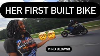 GIRLS FIRST TIME ON BUILT MOTORCYCLE!!! | FIRST RIDE BUILT KAWASAKI ZX10R