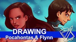 Pocahontas and Flynn #DisneyDrawingChallenge2017