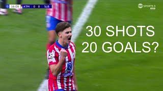 Julian Alvarez Last 30 Shots On Target