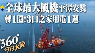 電從海上來!"16兆瓦"全球最大風電機組福建平潭啟動安裝 轉動一圈可供三口之家用電一週【360今日大陸】20230628 @全球大視野Global_Vision