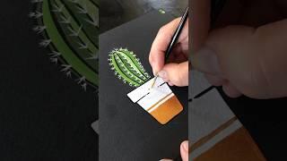 Painting cactus on black cold pressed watercolor paper #art #artwork #artist #painting