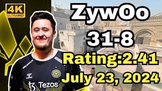 【4K】ZywOo(31-8) (Dust2) | FACEIT Ranked | July 23, 2024 #cs2 #pov