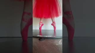 Ballerina Wearing Red Pointe Shoes & Tutu! TikTok Ballet Video!