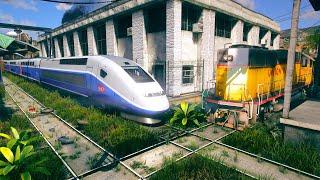 TGV Train driving through Abandoned Railroads with 2 Trains on 2 Tracks! - Grand Theft Auto V