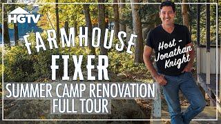 Jonathan Knight's Summer Camp Reno Tour | Farmhouse Fixer | HGTV