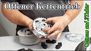 Kettensatz Antrieb Simson S51 offener Kettentrieb, verstärkte Kette, CNC gefräst, ohne Kettenkasten