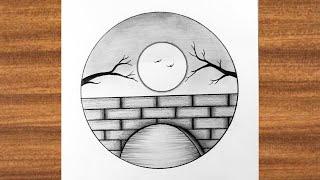 Easy circle scenery drawing / Easy drawing ideas for beginners / Easy drawing #drawing #howtodraw