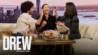 Selena Gomez and Benny Blanco Try to Do Drew Barrymore's Makeup While Answering Questions