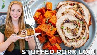 Bacon & Apple Stuffed Pork Loin Roll Recipe | with Easy Gravy | Special Occasion Dinner Idea!