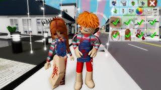 MELHORES IDs CÓDIGOS DE SKIN CASAL DO HALLOWEEN (chucky) #brookhaven #roblox #kamivime