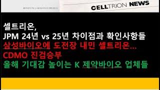 (셀트리온)셀트리온, JPM 24년 vs 25년 차이점과 확인사항들/삼성바이오에 도전장 내민 셀트리온… CDMO 진검승부/올해 기대감 높이는 K 제약바이오 업체들