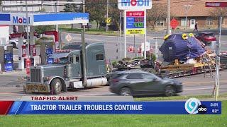 Stuck tractor trailer in Syracuse