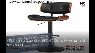 Artiss Kitchen Bar Stool Gas Lift Stool Chairs Swivel Barstool Leather Black x1