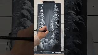 Acrylic Painting WINTER FOREST LANDSCAPE #art #acryliclandscape #paintingtechniques #painting #snow