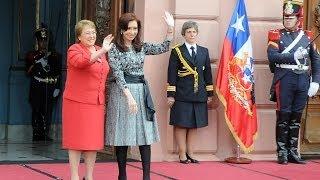 12 de MAY. Cristina Fernández recibió en Casa Rosada a su par chilena Michelle Bachelet