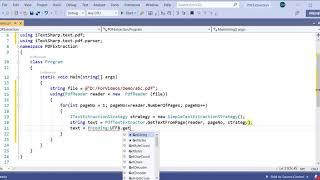 How to extract text from PDF file in C#