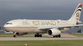 Etihad Airbus A330 departing Manchester's 23L