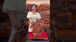 Bình phú quý Nho Sóc gỗ Cẩm Lai dáng giỏ trái cây độc đáo có 1 0 2